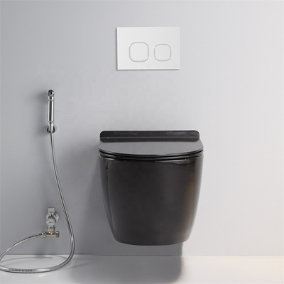 Porcelana Jednoczęściowa bezszwowa naścienna Wydłużona toaleta w kolorze czarnym