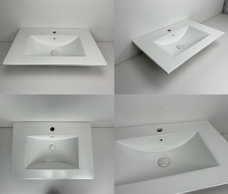 Upuść samozamykający się zlew łazienkowy prostokątny biały z przelewem