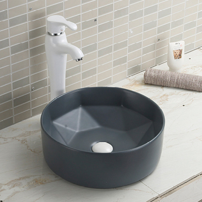Okrągłe umywalki łazienkowe w kolorze czarnym Prosta instalacja umywalka nablatowa