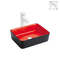 Komercyjny blat łazienkowy Umywalka ceramiczna czerwona i czarna umywalka